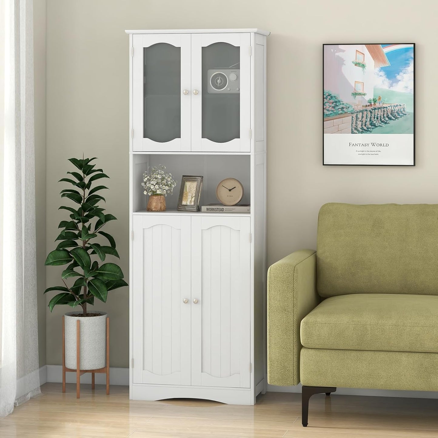 Badkamerkast – Opbergkast – Dressoir – Wastafelkast – Toiletkast – Wit MDF – 2 Deuren Met Veiligheidskanteling – Verstelbare Planken