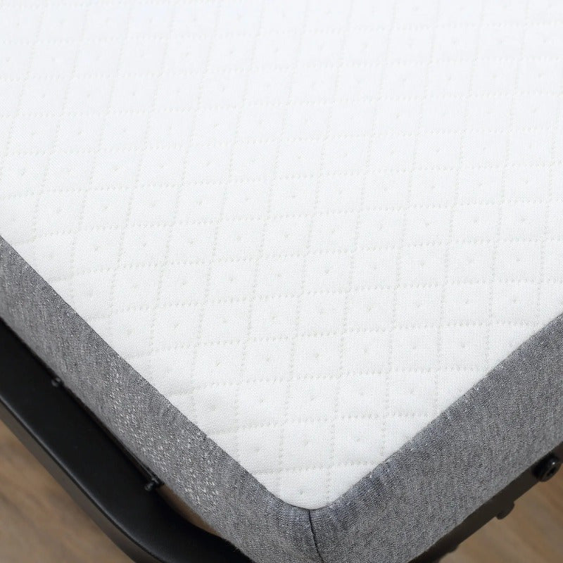 Inklapbaar Logeerbed – Opklapbed – Gastbed – Vouwbed – Logeerbed Met Wielen – Wit/Zwart – Stalen Frame – Comfortabel Schuimmatras 200x75x42,5 cm