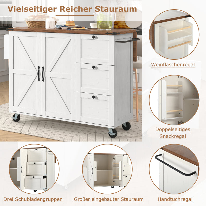 Keukentrolley – Keukenwagen – Serveerwagen – Keukenkast – Eetkamerwagen – Uitbreidbaar Werkblad – Hardhouten Houtfineer