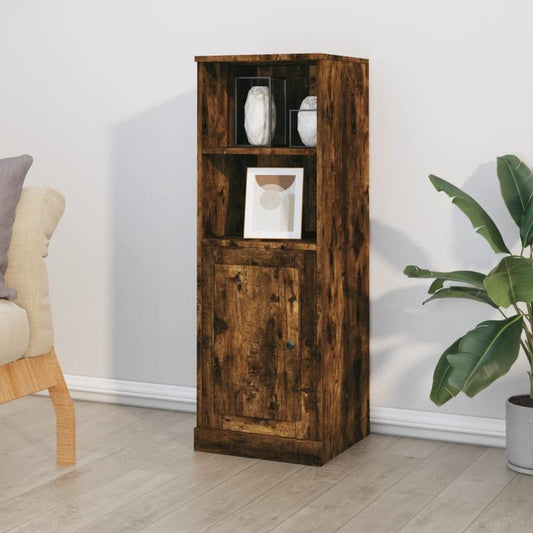 Highboard Smoked Oak 36x35.5x103.5 cm Wood Composite Storage Cabinets/Sideboards/Cabinets/Storage Boxes. This Solid Wood Cabinet is Durable and Offers Ample Space for Organized Storage of Magazines, Books, DVDs, Decorations, and Other Small Items. It's a