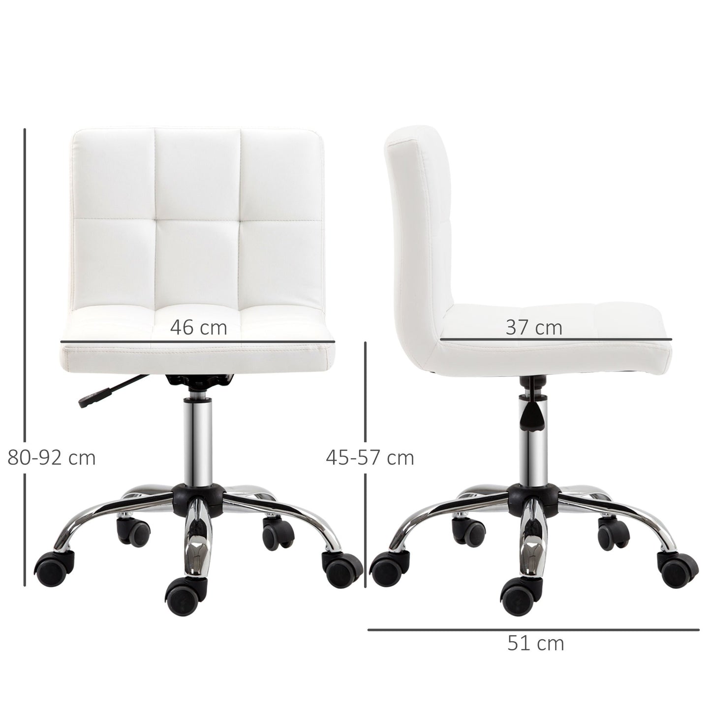 Ergonomische Bureaustoel – Bureaustoel Met Wielen – Draaistoel – Werkstoel – Bureaustoel Verstelbaar – Verstelbare Hoogte 80-92 cm – Kunstleren Bekleding – Compact Formaat 46×51 cm