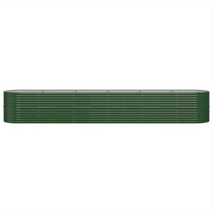 Modern Weather-Resistant Steel Plantenbak - 440x80x68cm, Powder-Coated Green, Rust-Free with Drainage Holes, Ideal for Outdoor Gardens, Patios, and Terraces