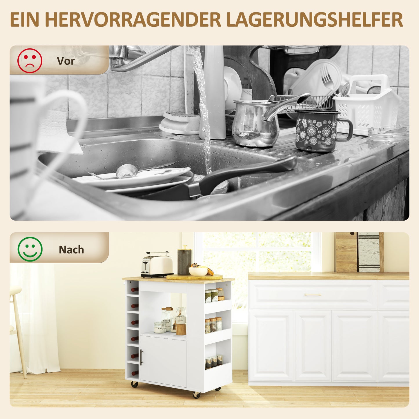 Vloerstaande Keukenplank – Keukenrek – Opbergplank – Keukenkast – Keukenmeubel – Rustiek Bruin – 5 Planken & 2 Stopcontacten – X-Vormige Stalen Ondersteuning