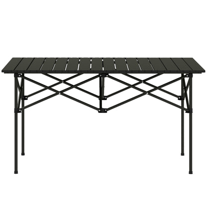 Campingtafel – Klaptafel – Vouwtafel – Kampeertafel – Tuintafel – Aluminium Frame – Inklapbaar Met Rollend Tafelblad – 95x55 cm – Zwart