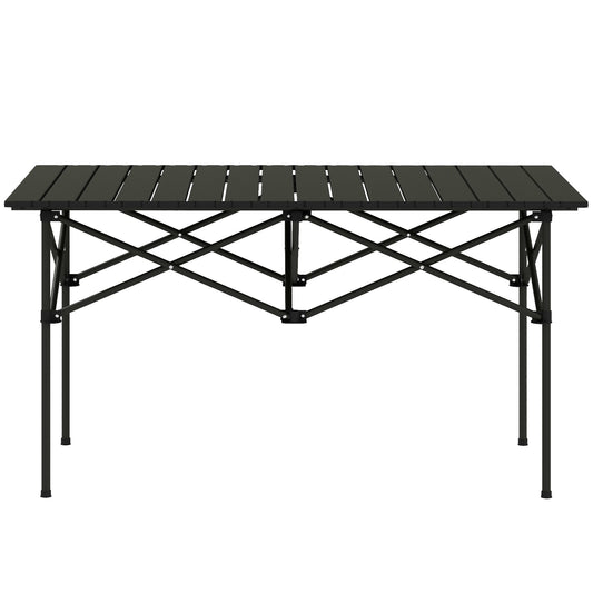Campingtafel – Klaptafel – Vouwtafel – Kampeertafel – Tuintafel – Aluminium Frame – Inklapbaar Met Rollend Tafelblad – 95x55 cm – Zwart