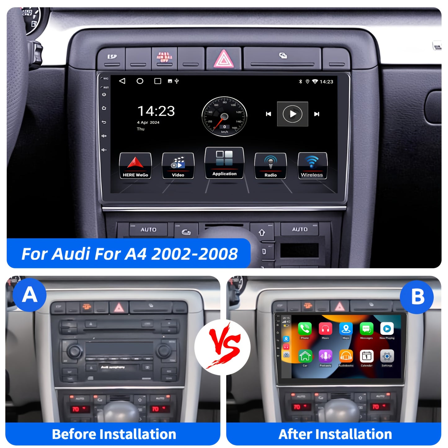 Android Autoradio – Multimedia Systeem – Navigatiesysteem – DAB+ Radio – Achteruitrijcamera – 9 Inch HD Touchscreen – Draadloze CarPlay & Android Auto