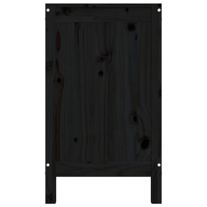 Wasmand – Wasbox – Wassorteerder – Waszak – Opbergmand – Massief Grenenhout – 3 Compartimenten Met Uitschuifbare Laden – Zwart – 88,5x44x76 cm – Klassiek Design