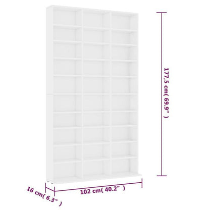 Boekenrek – Boekenkast – Boekenplank – Wandrek – Opbergkast – Wit – Ruim 102x16x177,5 cm – Stevig Hardhout & Kunsthout
