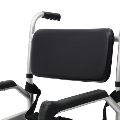 Opvouwbare Douchezit – Douchekruk – Toiletstoel – Mobiliteitsstoel – Douchehulp – Verstelbare Zithoogte – Aluminium Frame Met Wieltjes – Zwart-Zilver