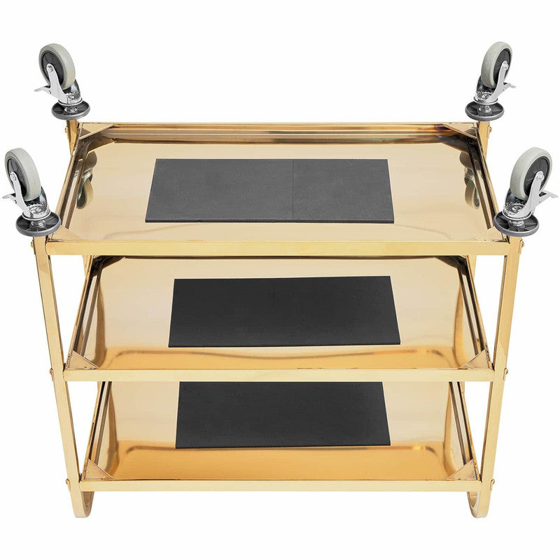 Catering Waiter'S Cart with 3 Shelves, 89.5 X 49.5 Cm, Up to 240 Kg - Golden