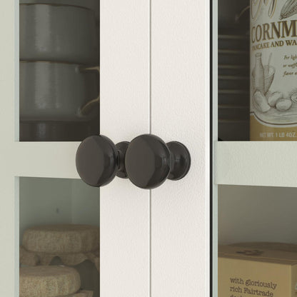 Keukenkastje – Voorraadkast – Opbergkast – Buffetkast – Dressoir – Modern Wit – Glazen Deuren – 2 Lade – Slotfunctie – Duurzaam MDF – Vrijstaand – 68x39,5x170 cm