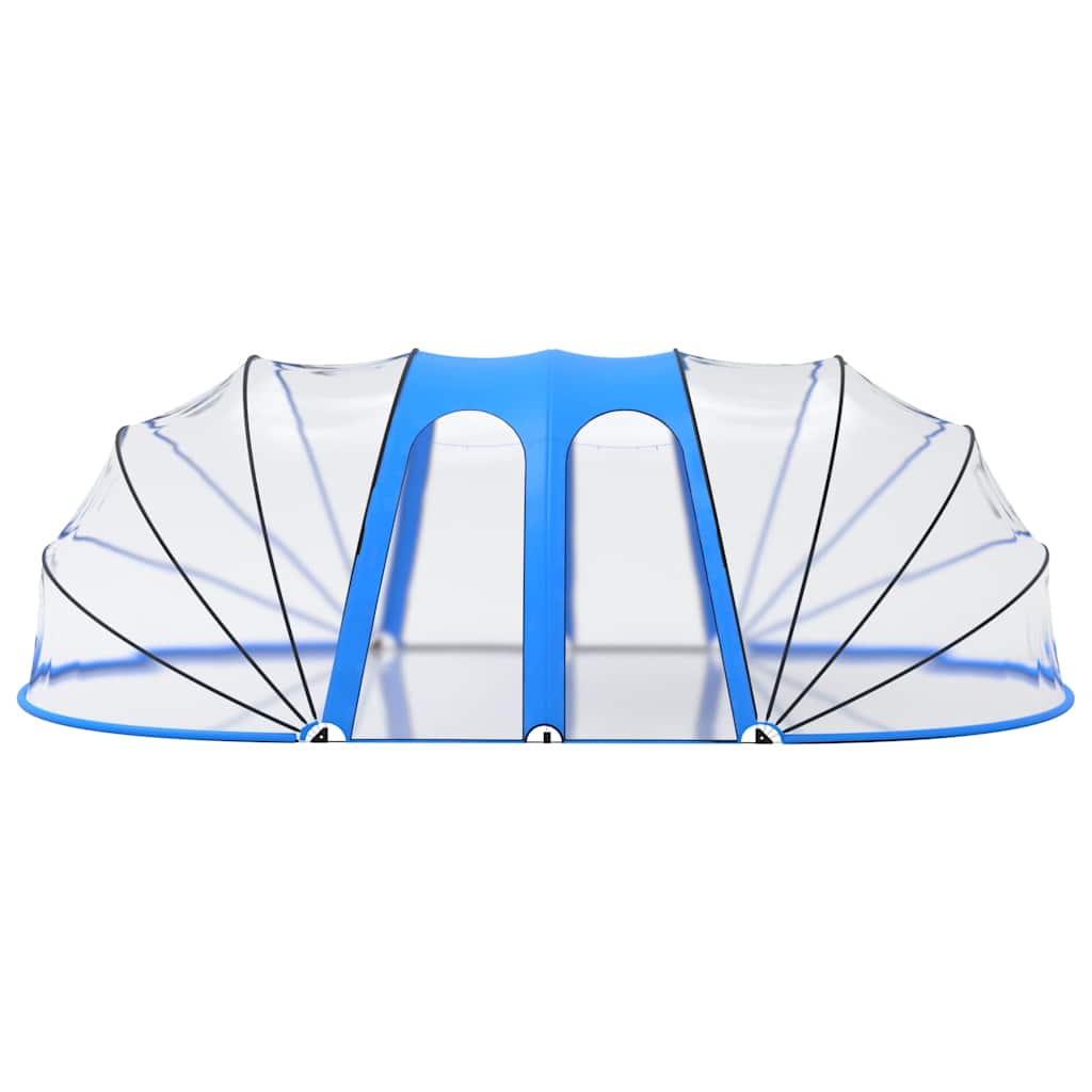Zwembadhoes – Zwembadafdekking – Afdekzeil – Pool Cover – Dome Overkapping – 620x410x210 cm – UV-Bestendig PVC Frame – Transparant Met Oproldeuren