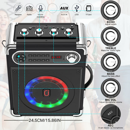 Draadloze Speaker – Bluetooth Speaker – Draagbare Speaker – Karaoke Speaker – Party Speaker – 200W Stereo Geluid – Karaoke Met 2 Microfoons