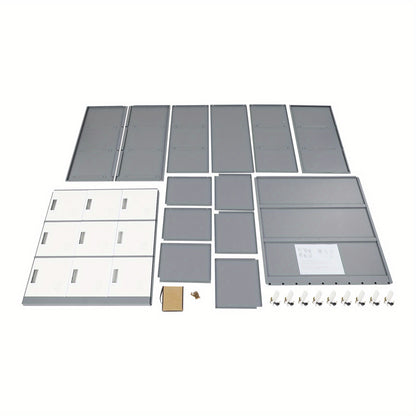 9-Door Heavy-Duty Lockable Metal Storage Cabinet with Card Slots & Key Lock - Modern & Gray Contemporary Floor-Standing Office Cabinet, 9-Slot Organizer for Home Office, School, Business - Easy Assembly, No Electrical Require