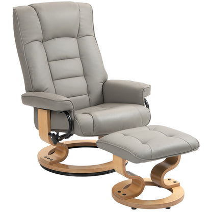 Relaxfauteuil – Draaifauteuil – Lounge Chair – Relaxstoel – Fauteuil Met Voetsteun – Verstelbare Rugleuning – Houten Frame Grijs