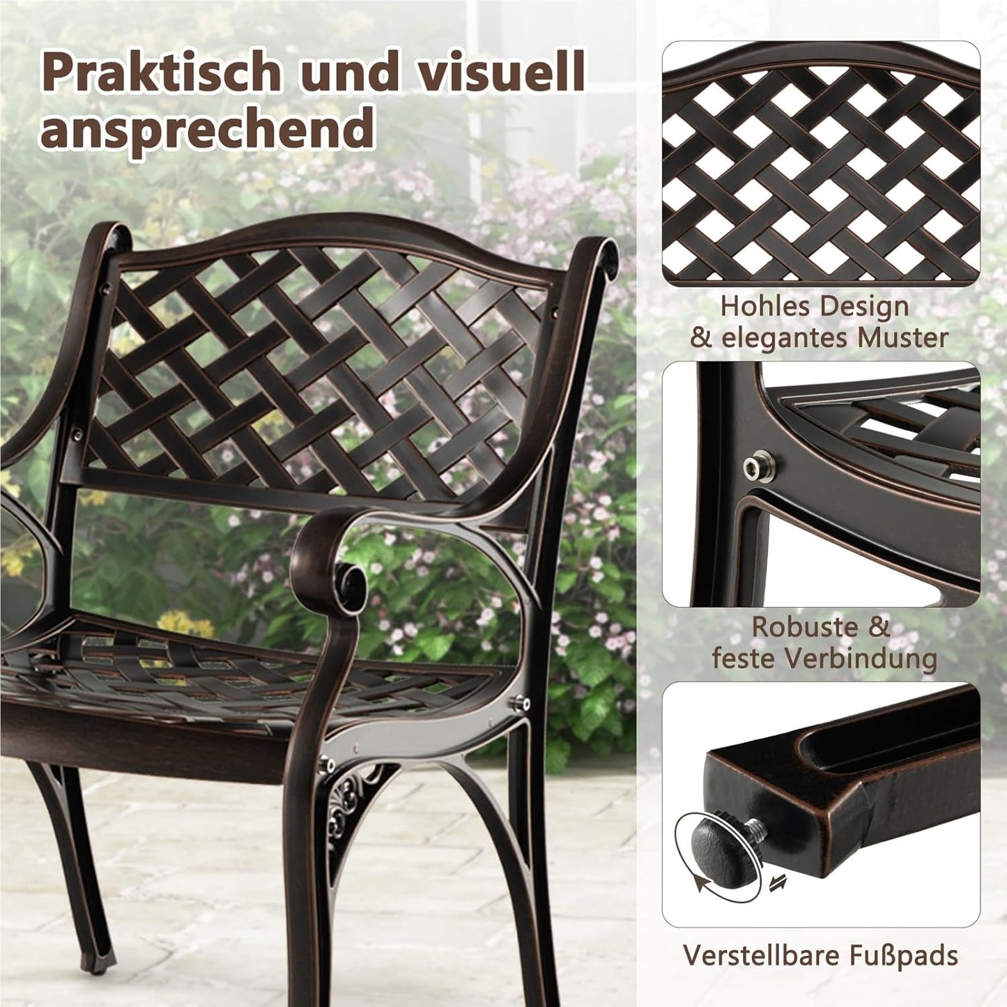 Tuinstoelen – Stapelbare Tuinstoelen – Terrasstoelen – Balkonstoelen – Aluminium Tuinstoelen – Weerbestendig – Ergonomisch Comfort