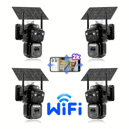 Draadloze Beveiligingscamera Set – Buiten Camera – Wifi Camera – Surveillance Camera – IP Camera – 2K HD Dual Lens – Automatische Bewegingsdetectie & Kleurennachtzicht