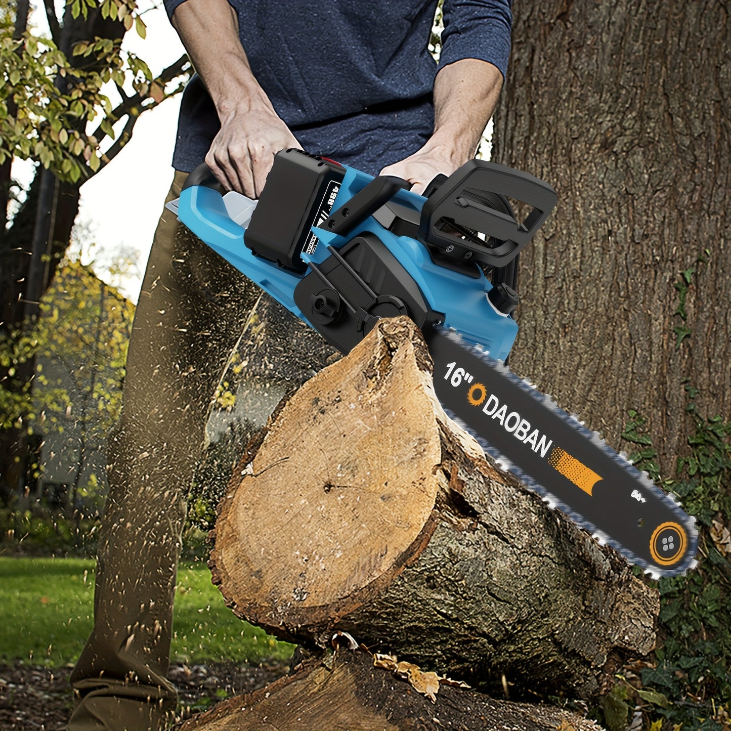 Kettingzaag – Elektrische Zaag – Snoeizaag – Draadloze Zaag – Boschloze Kettingzaag – 40,64 cm Zaagblad – 2 Lithium-Ion Batterijen