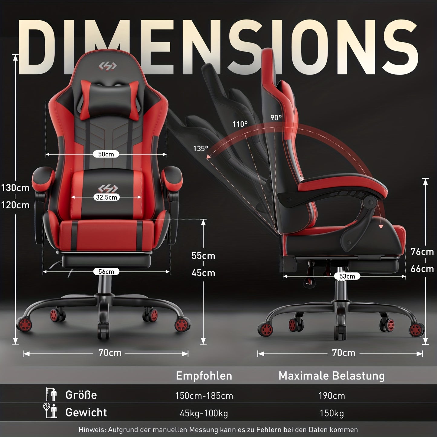 Ergonomische Gamingstoel – Bureaustoel – Gamekruk – Werkstoel – Zwarte Stoel – Verstelbare Rugleuning – Massage Lumbar Steun