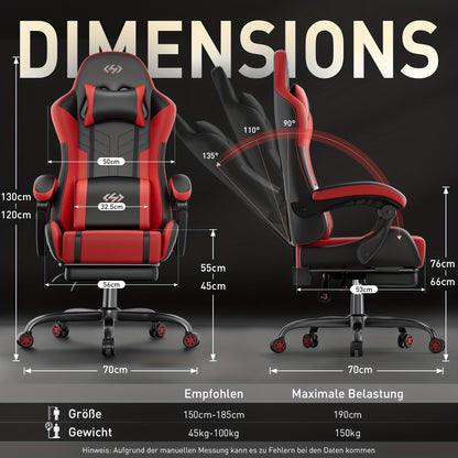 Ergonomische Gamingstoel – Bureaustoel – Gamekruk – Werkstoel – Zwarte Stoel – Verstelbare Rugleuning – Massage Lumbar Steun