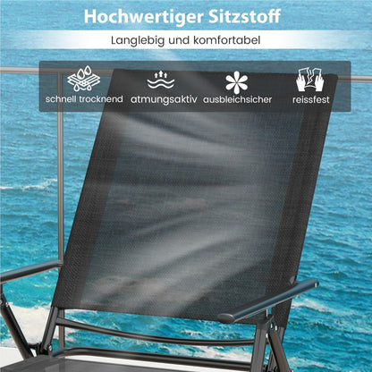 Tuinstoelen – Ligstoelen – Tuinbanken – Ligbedden – Buitenstoelen – Verstelbare Rugleuning – Stevig Metalen Frame – Zwart