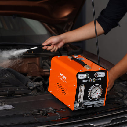 Rookmachine Auto – Lekdetector – Lekkagetester – Smoke Leak Detector – Rookgenerator Voertuig – Ingebouwde Luchtpomp 8L/min – Digitale Drukmeter & Flowmeter – Oranje Zwart