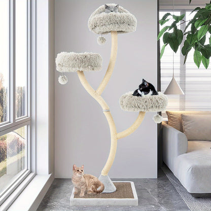 Krabpaal – Kattenboom – Kattenkrabpaal – Krabmeubel – Kattenhuis – 178 cm Hoog – Met Metalen Gebogen Frame & Sisal Krabpalen