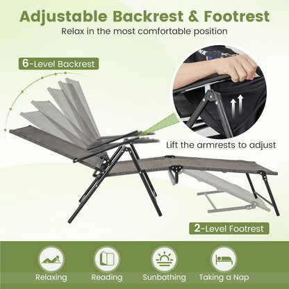 Tuinstoelen – Ligstoelen – Tuinbanken – Ligbedden – Buitenstoelen – Verstelbare Rugleuning – Stevig Metalen Frame – Zwart