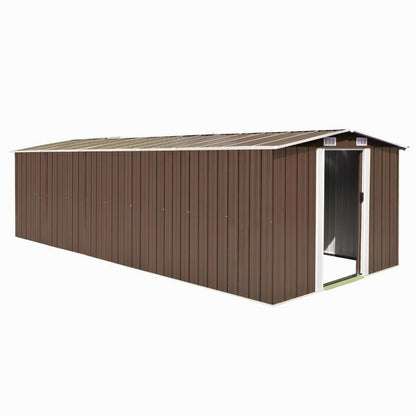 Large 257x580x181cm Heavy-Duty Steel Frame Outdoor Storage Shed with Removable Brown Roof & Walls - Spacious Portable Garden Shed for Backyard, Patio, Temporary Warehouse Storage - Durable Steel Construction, Easy Assembly, I