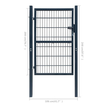 Stalen Poort – Tuinpoort – Terraspoort – Buitenpoort – Beveiligingshek – Weerbestendig Ontwerp – 104x244 cm – Vergrendelbaar Slot