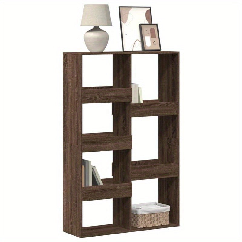 Bookshelf 100X33X155.5 Cm Made of Treated Wood in a Brown Oak Color. Vertical Shelves, Sturdy And Durable, Attractive, Ample Storage Space, Smooth Surface, Moisture-Resistant, Warp-Resistant, And Split-Resistant, Suitable for