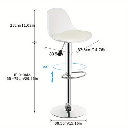 4pcs Heavy-Duty Bar Stools with Gas Lift Height Adjustment (55-75cm/21, 6"-29, 5") & 360° Swivel - PU Cushioned Seats, Modern Counter Stools for Kitchen, Bar, Cafe - Easy Assembly, No Power Needed - Commercial/Residential Us