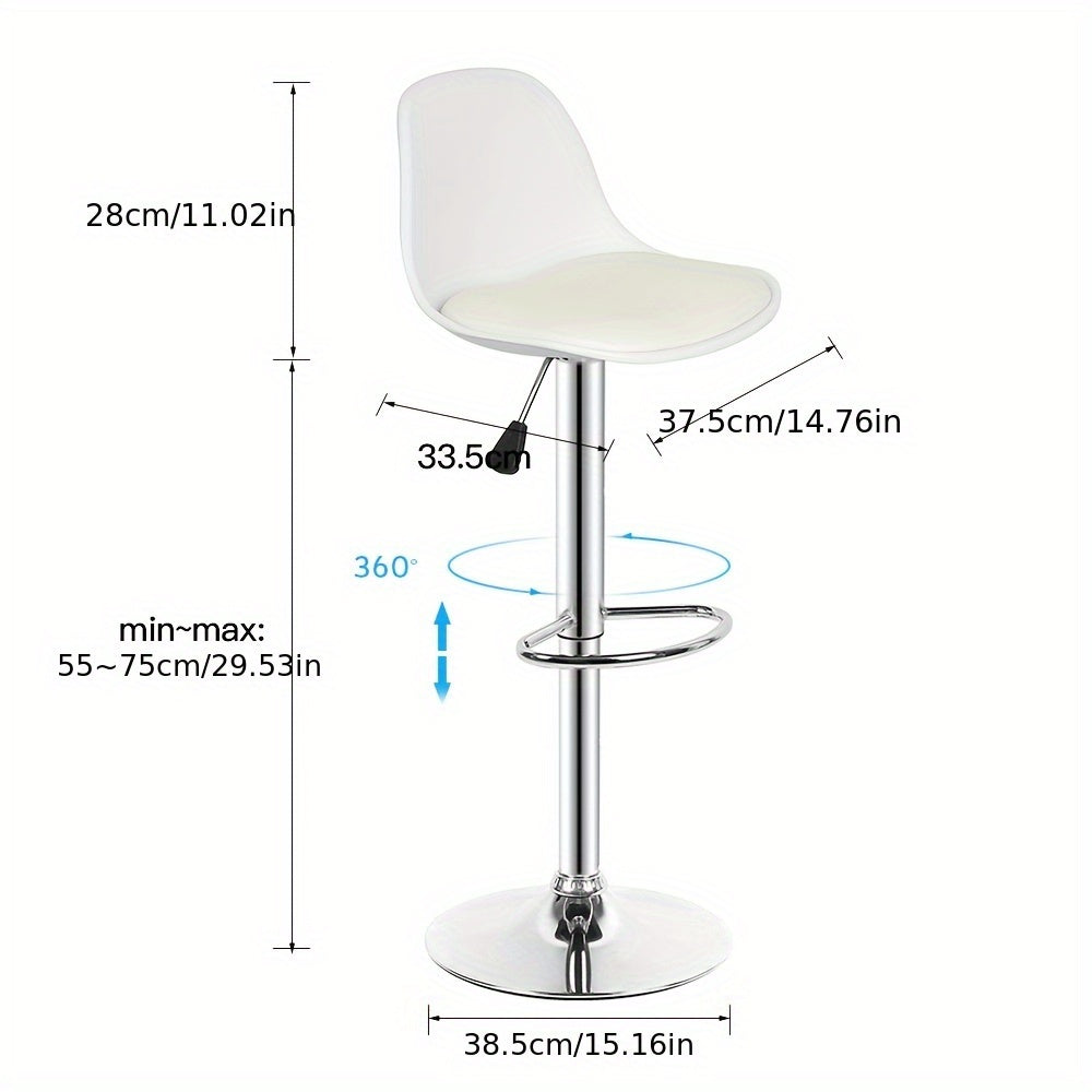 Barkrukken – Barstoelen – Krukken – Keukenstoelen – Barkruk Set Zwart – Instelbare Zithoogte 55-75 cm – 360° Draaibaar – PU Geluidsleunig – Stevige Metalen Onderstel