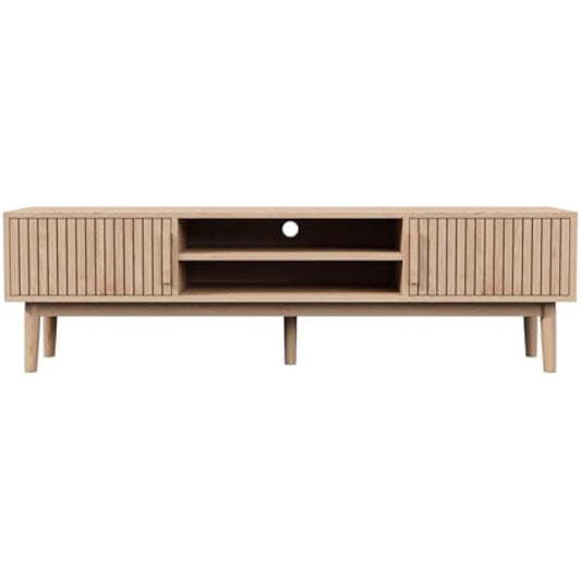 Zwarte TV-meubel – TV-standaard – Tv-kast – Entertainmentmeubel – Tv-benk – Geschikt voor televisies tot 70 inch – Stevig MDF met houten poten