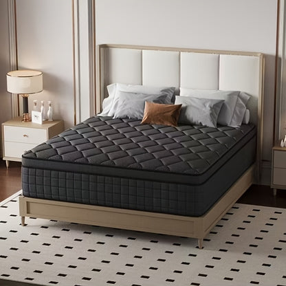 Queen Size Independent Pocket Spring Mattress | Memory Foam, Ergonomic Design, Medium Firmness, Luxurious Soft Comfort, Gray Wedding Mattress