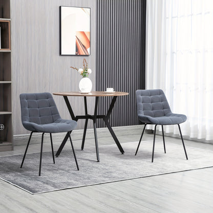 Eetkamerstoel – Keukenstoel – Stoel – Kuipstoel – Velours Zitting – Stalen Poten – Retro Design – Set Van 2 – Grijs – 50x61x79 cm