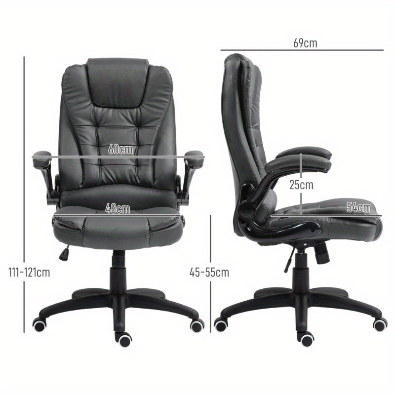 Ergonomische Bureaustoel – Bureaustoel Office Chair – Werkstoel – Draaistoel – Thuiswerkstoel – Verstelbare Zithoogte & Kantelfunctie – Kunstleren Bekleding Donkergrijs