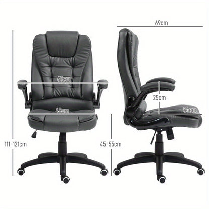 Ergonomische Bureaustoel – Bureaustoel Office Chair – Werkstoel – Draaistoel – Thuiswerkstoel – Verstelbare Zithoogte & Kantelfunctie – Kunstleren Bekleding Donkergrijs