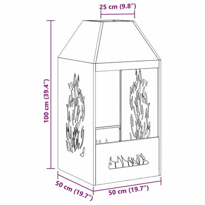 Vuurkorf Zwart 50 x 50 x 100cm Koudgewalst staal This stylish rectangular outdoor fire pit provides warmth and ambiance on chilly evenings. It's built to last, so you don't have to worry about wear and tear. It's the perfect
