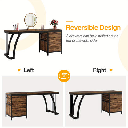 Kaptafel – Make-up Tafel – Cosmeticatafel – Opmaaktafel – Meubel – Industrieel Design – 150 cm Breed – Omkeerbare Laden