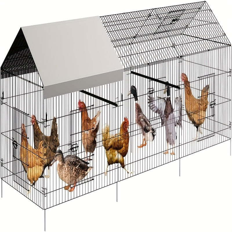 Dierenren – Kippenren – Buitenren – Pluimveerun – Knaagdierkooi – 220x100x100 cm – Robuust Metaal – Gemakkelijk Montage Zonder Gereedschap