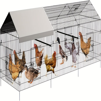 Verplaatsbare Kippenren – Kippenhok – Pluimvee Ren – Gevogelte Kooi – Dierenren – 300x100x100 cm – Stevige Metalen Constructie – Makkelijk Zonder Gereedschap In Elkaar Te Zetten
