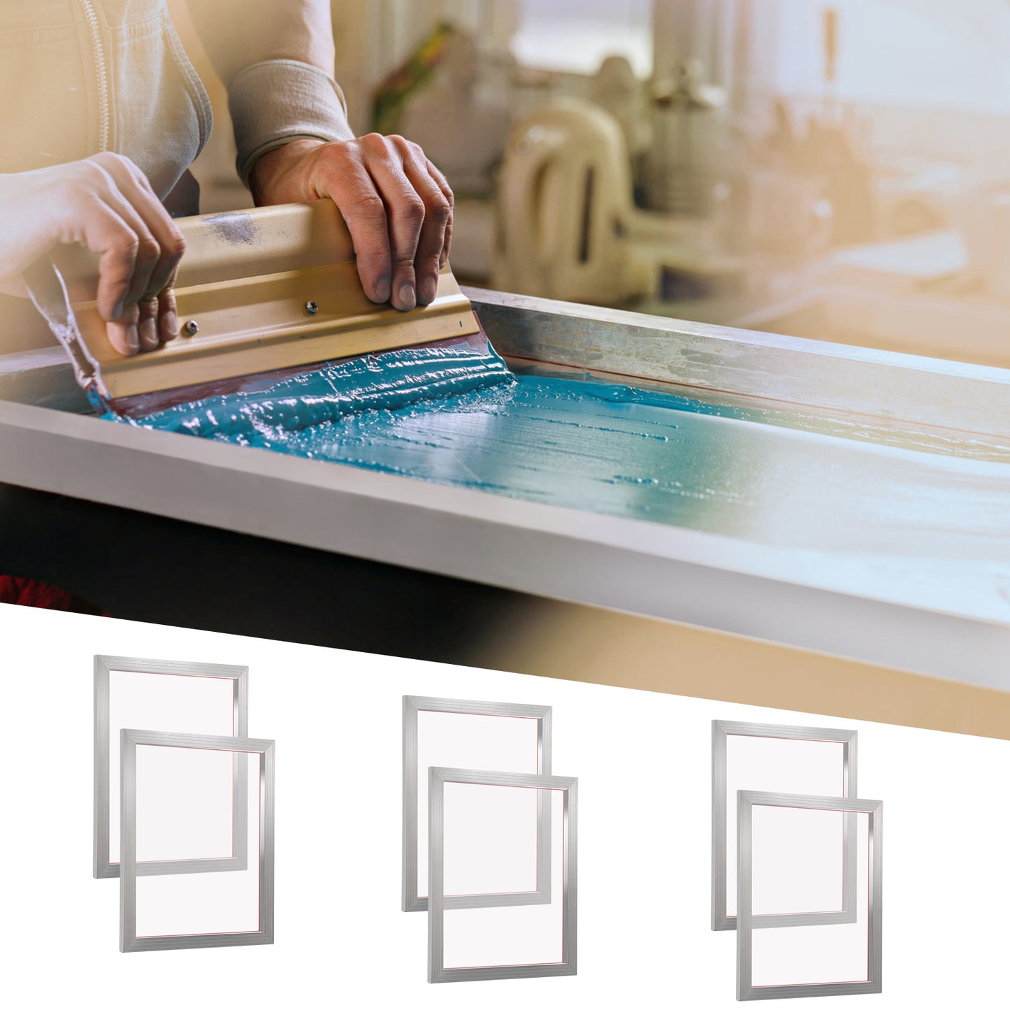 Zeefdrukraam – Zeefdrukframe – Zeefdrukset – Zeefdrukkit – Zeefdrukframes – Aluminiumframe – 110 Mesh Nylon – 50,8 x 61 cm – 6 Stuks