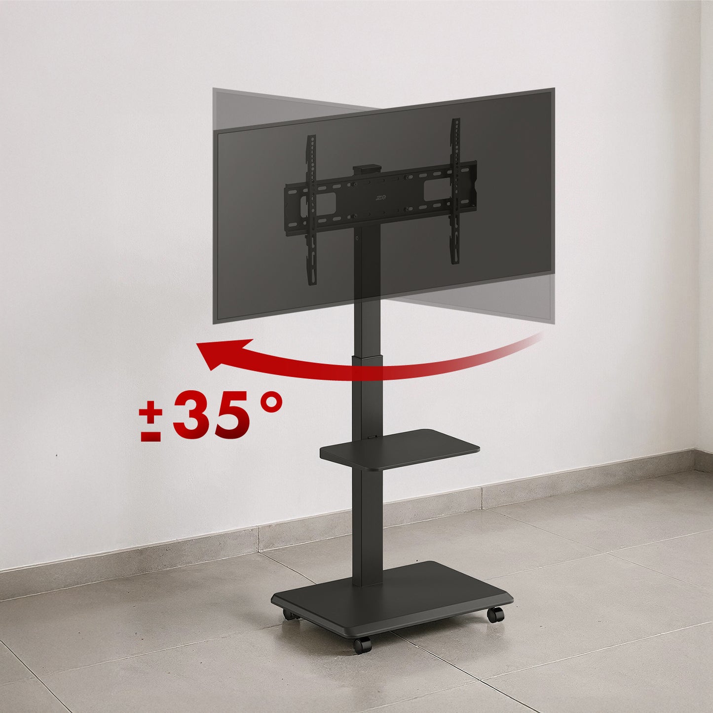 Tv meubel – Tv kast – Tv dressoir – Tv steun – Tv standaard – Mobiel verrijdbaar – Geschikt voor 37-75 inch – Draagvermogen 50 kg – Met plank en geïntegreerde stroomvoorziening