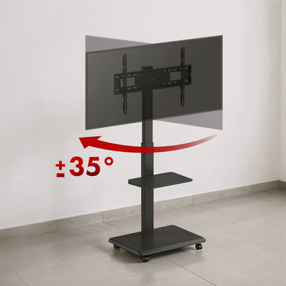 Tv meubel – Tv kast – Tv dressoir – Tv steun – Tv standaard – Mobiel verrijdbaar – Geschikt voor 37-75 inch – Draagvermogen 50 kg – Met plank en geïntegreerde stroomvoorziening