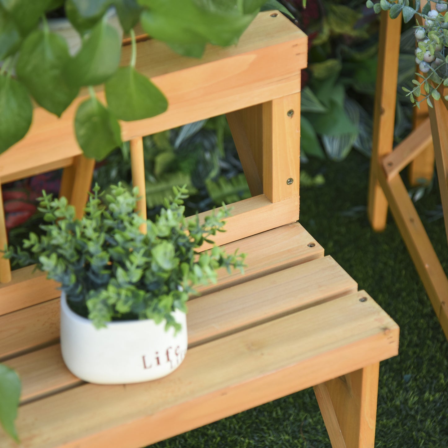 Plantenrek – Plantenstandaard – Bloemenrek – Plantentrap – Plantentafel – 4 Lagen – Voorbehandeld Grenenhout – Binnen & Buiten Geschikt