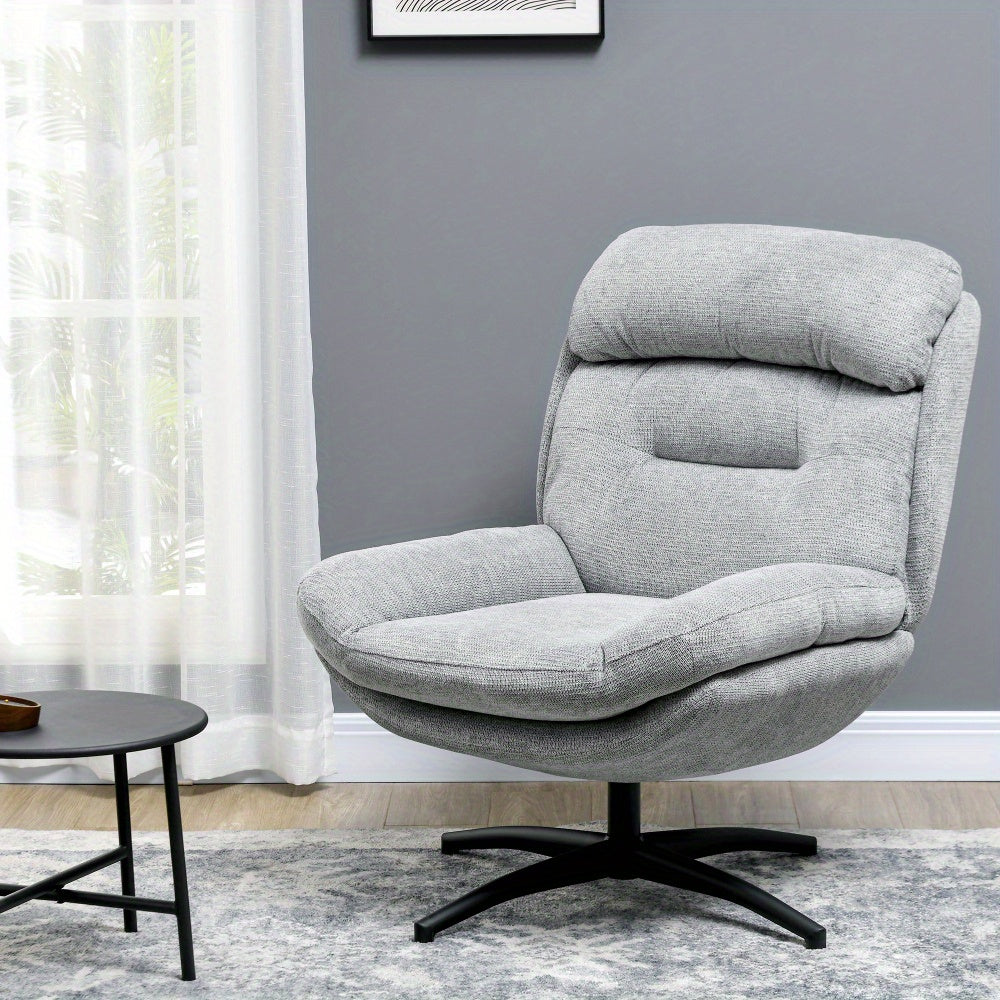 Loungestoel – Fauteuil – Draaifauteuil – Relaxstoel – Armstoel – Waterafstotende Chenille – Zachte Bekleding – Geïntegreerde Armleuningen
