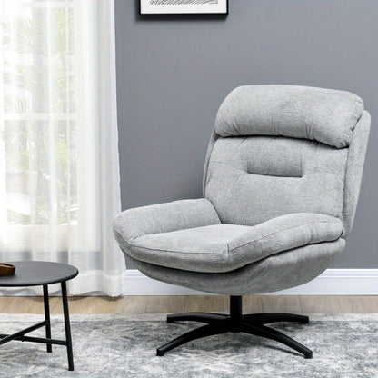 Loungestoel – Fauteuil – Draaifauteuil – Relaxstoel – Armstoel – Waterafstotende Chenille – Zachte Bekleding – Geïntegreerde Armleuningen