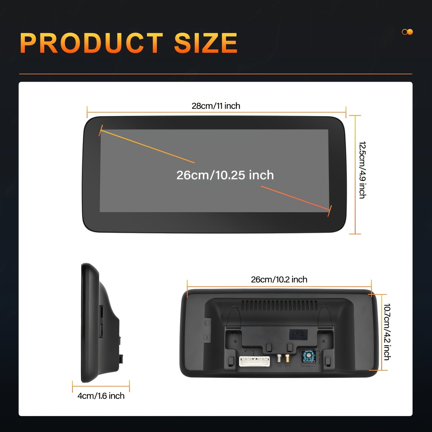 4GB (RAM)+64GB (ROM) Android 13 Double Din Car Stereo Car Audio 26.04 cm HD IPS TouchScreen 8 Core with Wireless Carplay, Wireless Android Auto, Mirror Link, Built-in WIFI/GPS/FM/DSP, Car Multimedia Player Supports 4K Video P