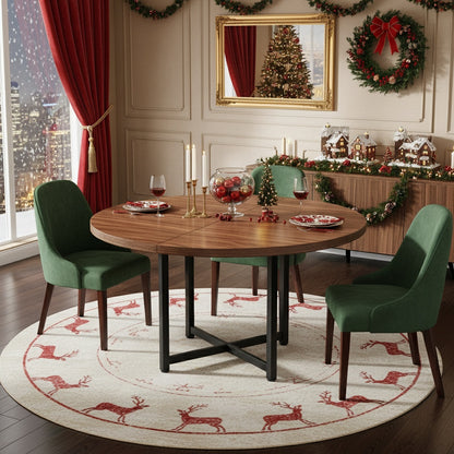 Eettafel – Ronde Tafel – Keukentafel – Dinertafel – Bistrotafel – 120 cm Diameter – Metalen X-Poot – Krasbestendig Blad – Uitbreekbaar – Voor 4-6 Personen